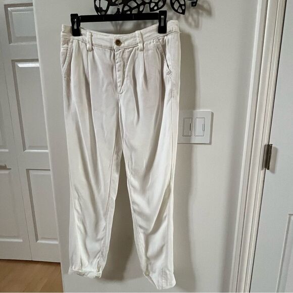 Anthropologie Scout Slim Pleated Pants Slouchy Lyocell In Cream 27 - Picture 4 of 15